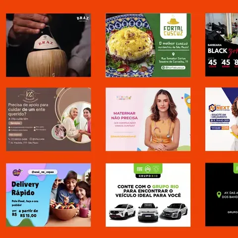Mosaico de anúncios de referência para inspiração